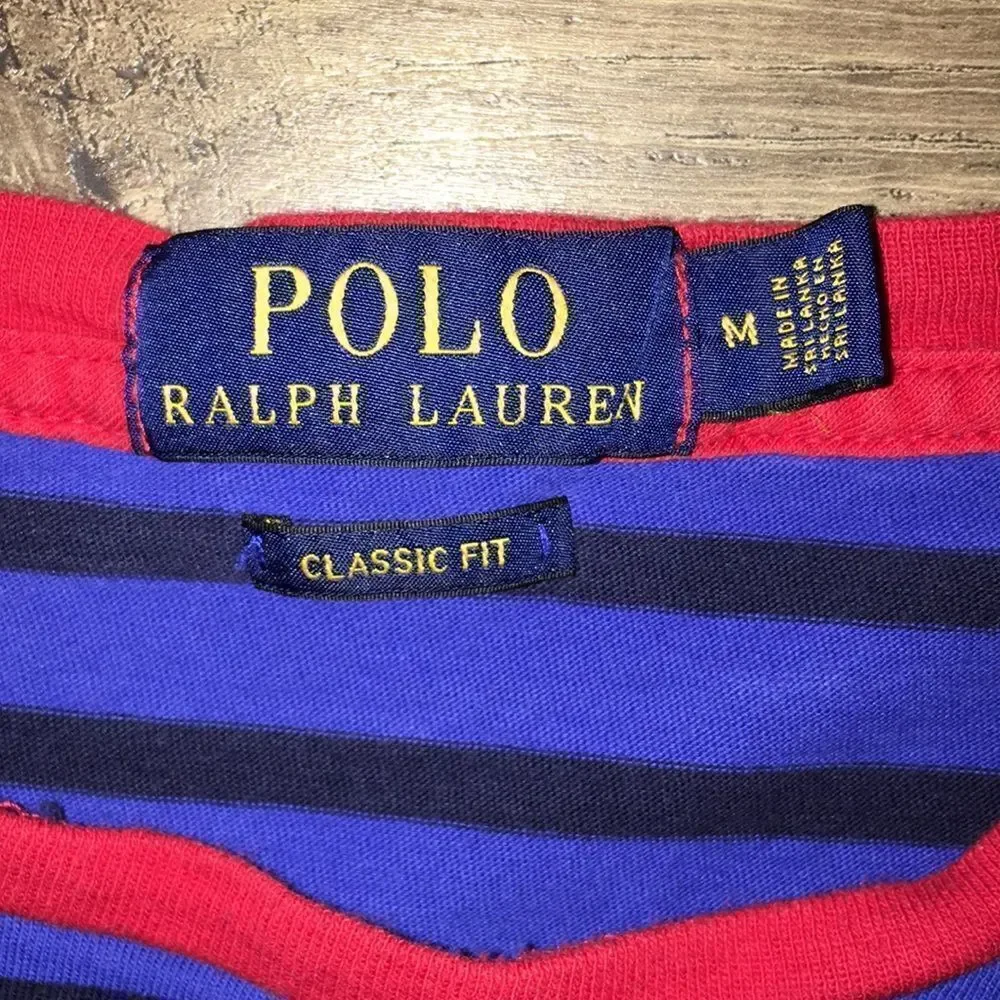 Vintage Blue stripe P-93 Polo Ralph Lauren Sailing Yacht Pocket T tee shirt- M